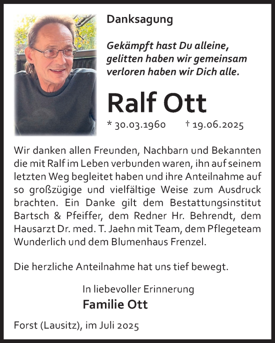 Traueranzeige von Ralf Ott von WochenKurier
