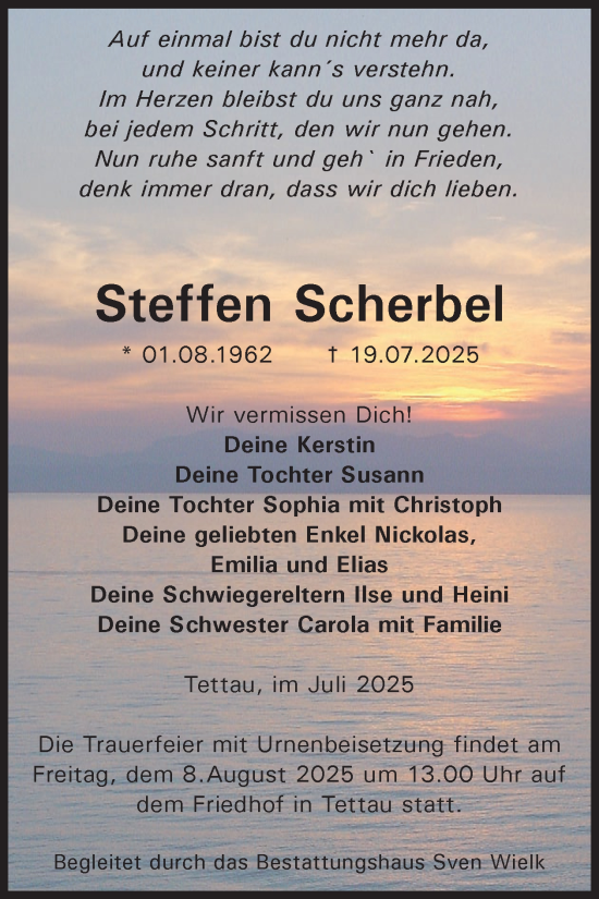 Traueranzeige von Steffen Scherbel von WochenKurier