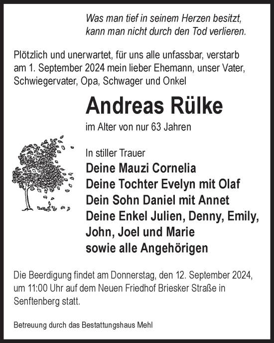 Traueranzeige von Andreas Rülke von WochenKurier