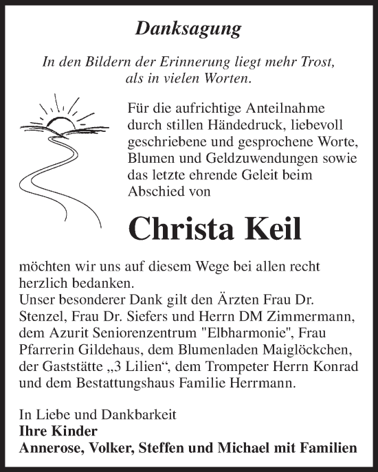 Traueranzeige von Christa Keil von WochenKurier