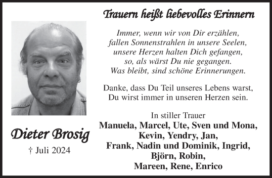 Traueranzeige von Dieter Brosig von WochenKurier