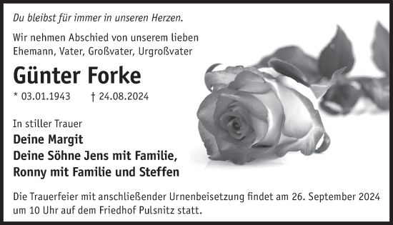 Traueranzeige von Günter Forke von WochenKurier