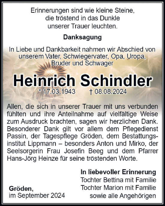 Traueranzeige von Heinrich Schiadler von WochenKurier