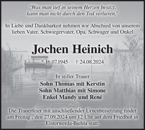 Traueranzeige von Jochen Heinich von WochenKurier