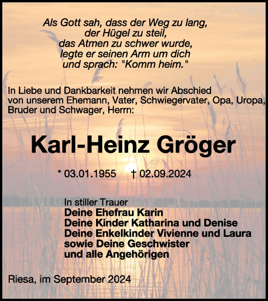 Traueranzeige von Karl-Heinz Gröger von WochenKurier