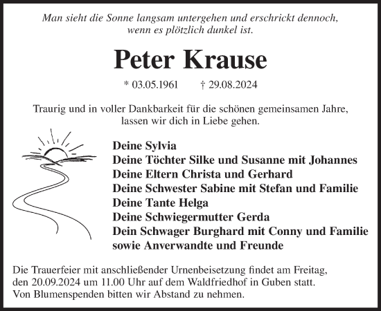 Traueranzeige von Peter Krause von WochenKurier